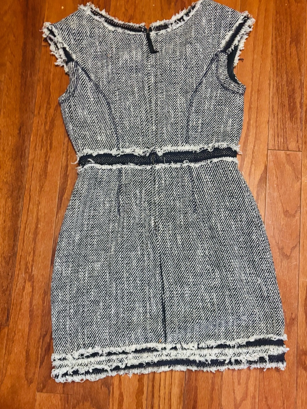 Rebecca Taylor Blue and White “Now and Later” Tweed Fringe Dress NWOT - Picture 3 of 8